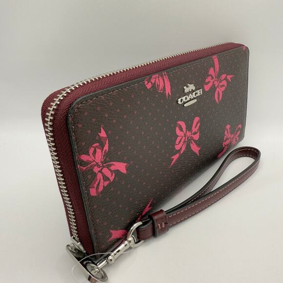Coach Long Zip Around Wallet Signature Canvas Bow Print CZ327 - Picture 2 of 6